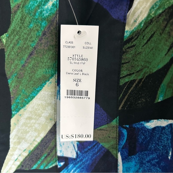 WHBM Fit-and-Flare Midi Dress Lush Tropical Floral NWT Sz 6 - Picture 5 of 7